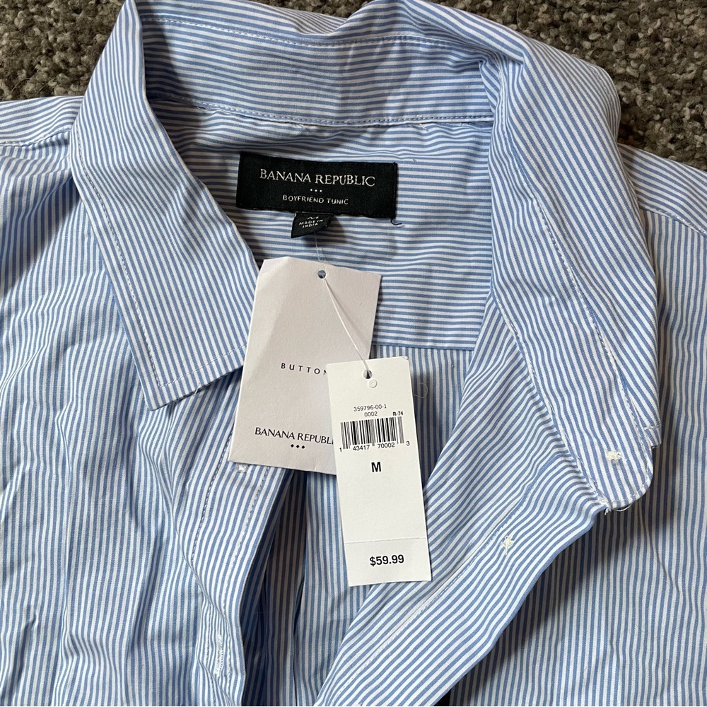 NWT banana republic boyfriend pinstripe button down - Picture 5 of 5